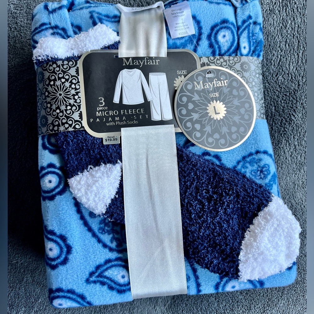 Mayfair micro fleece  3 piece pajama set. NWT